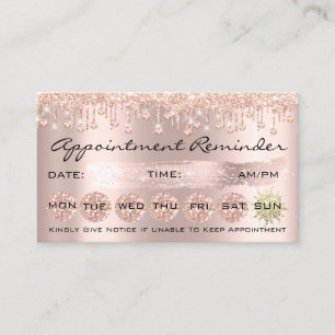 Carte De Visite 100 Lashes Rendez-vous rappel Rose Crystal Drips