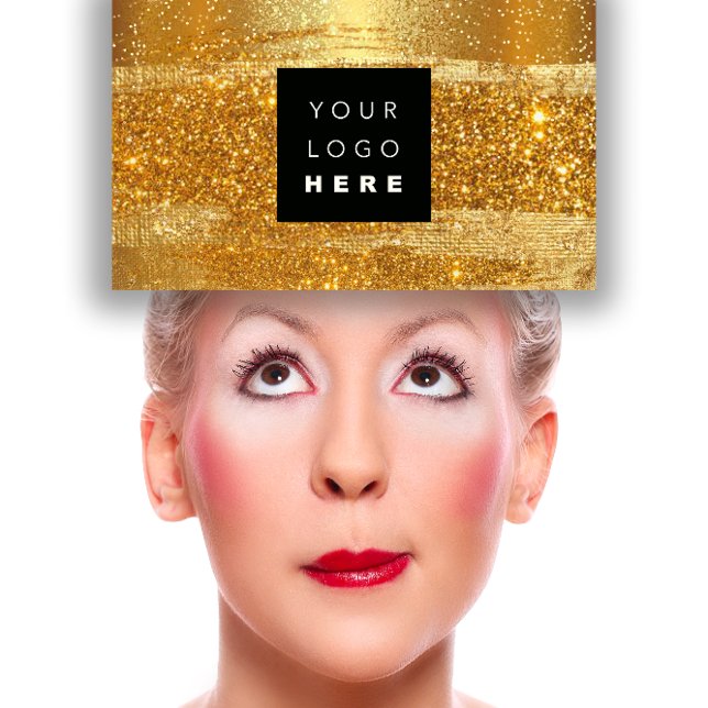 Carte De Visite 100 logo personnalisé QRCODE Gold Parties scintill (100 Custom Logo QRCODE Gold Glitter Glitter Makeup Business Card)