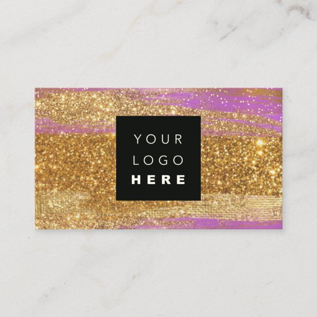 Carte De Visite 100 logo personnalisé QRCODE Gold Parties scintill (Devant)