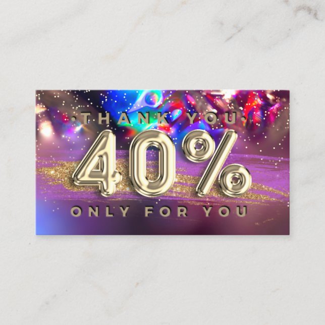 Carte De Visite 100 Logo QRCODE 40%OFF Merci Holographe or (Devant)