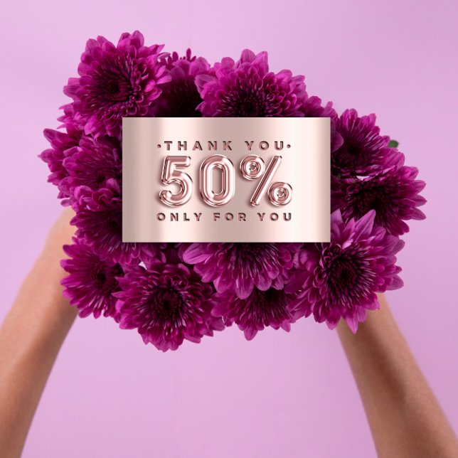 Carte De Visite 100 Logo QRCODE 50%OFF Code Rose métal rose (100 Logo QRCODE 50%OFF Code Rose Metal Pink Business Card)