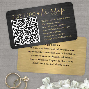 Carte De Visite 100 Pack me numérisation QR RSVP Mariage noir et o