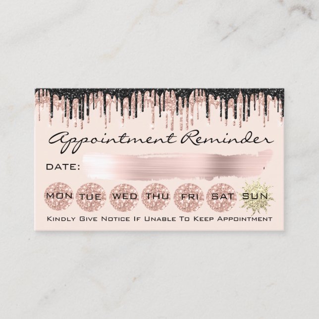 Carte De Visite 100 Rose de rappel de rendez-vous Parties scintill (Devant)