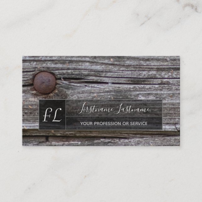 Carte De Visite 100% rustique naturel en bois bio monogramme busin (Devant)