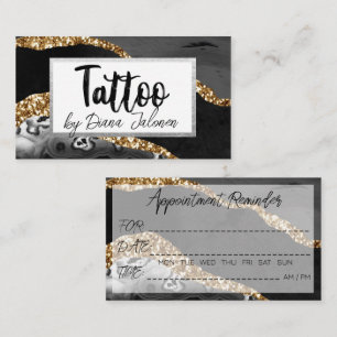 Carte De Visite 100 Tatouage Artiste Rendez-Vous Rappel Black Gold