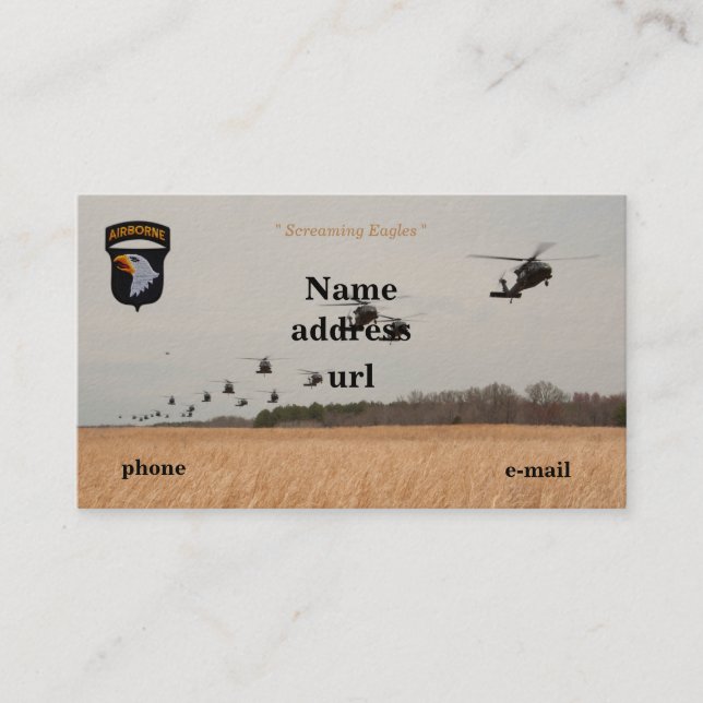 Carte De Visite 101st correction criarde aéroportée de (Devant)