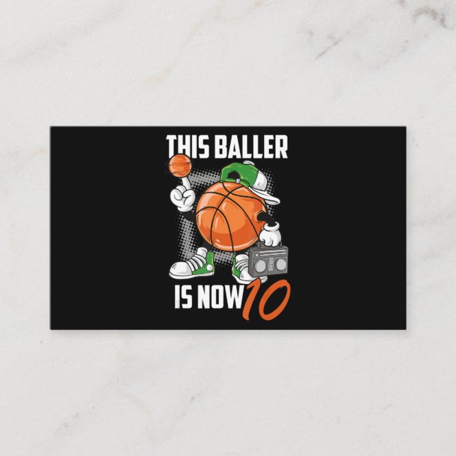 Carte De Visite 10e Birthday Basketball Leyer Funny 10 Years Old (Devant)