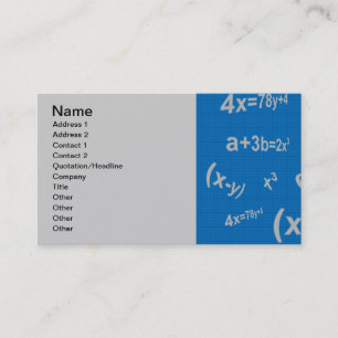 CARTE DE VISITE 129 ÉQUATIONS MATHMATIQUES BLEUES ALGÉBRA ÉDUCAT M
