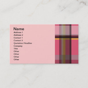 CARTE DE VISITE 135 ROSE BROWN PLAID MOTIF ARRIÈRE - PLANS GRAPHI
