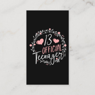 Carte De Visite 13e anniversaire Adolescente officielle 13 ans
