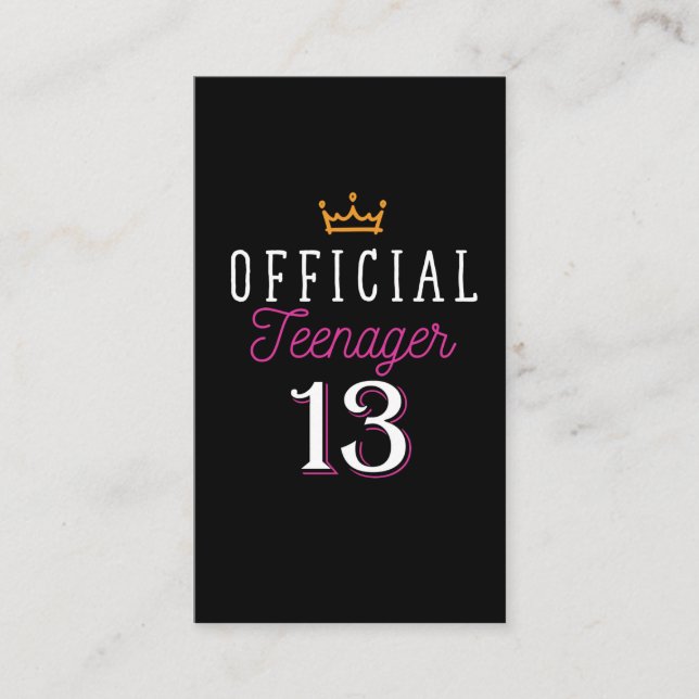 Carte De Visite 13e anniversaire de la Princesse Girl (Devant)
