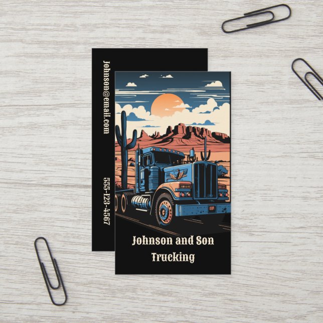Carte De Visite 18 Wheeler Simi Tracteur Trailer Truck (Devant/Arrière en situation)