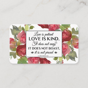 Carte De Visite 1Corinthians 13:4-8 Love est Patient Love est enfa