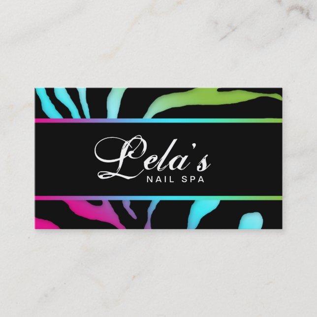Carte De Visite 232 Animaux Zebra Nail Salon Pink Blue Gr (Devant)