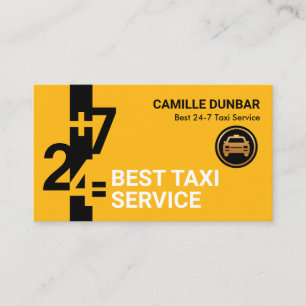Carte De Visite 24-7 Signage Taxi jaune Conducteur désigné