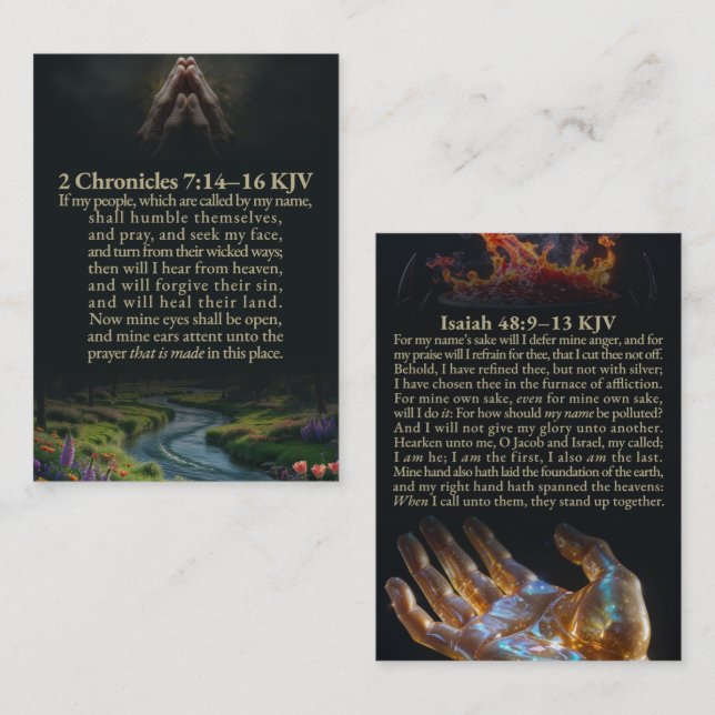 Carte De Visite 2 Chronicles 7:14-16 and Isaiah 48:9-13 KJV Card (Devant / Derrière)