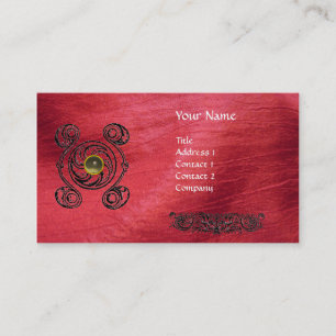 Carte De Visite 2 monogramme de soie rouge TAROT