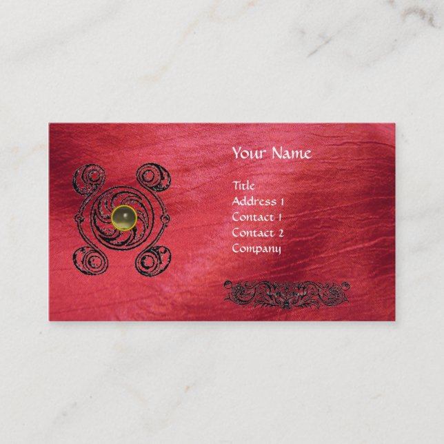 Carte De Visite 2 monogramme de soie rouge TAROT (Devant)
