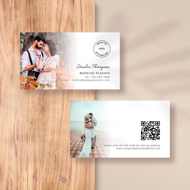 Carte De Visite 2 Photos Logo QR Code Wedding planner (Créateur téléchargé)