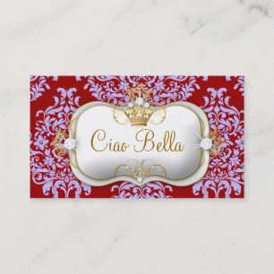 Carte De Visite 311 Ciao Bella et pourpre rouge de belle damassé