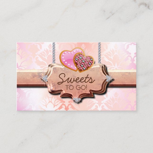Carte De Visite 311 Cookies Boulangerie Cute Damask Peach (Devant)