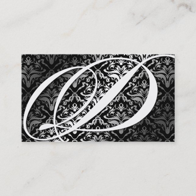 Carte De Visite 311-Dazzle je damassé - noir de monogramme de D (Devant)