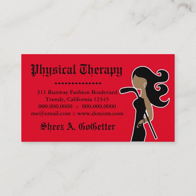 Carte De Visite 311 Hockey fashionista Bling Red Zebra Business (Dos)