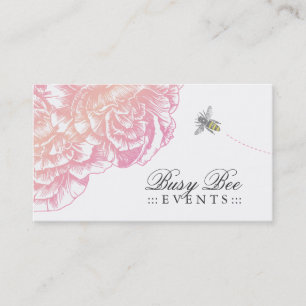 Carte De Visite 311-Le peluche Fleur avec l'abeille - rose crémeu