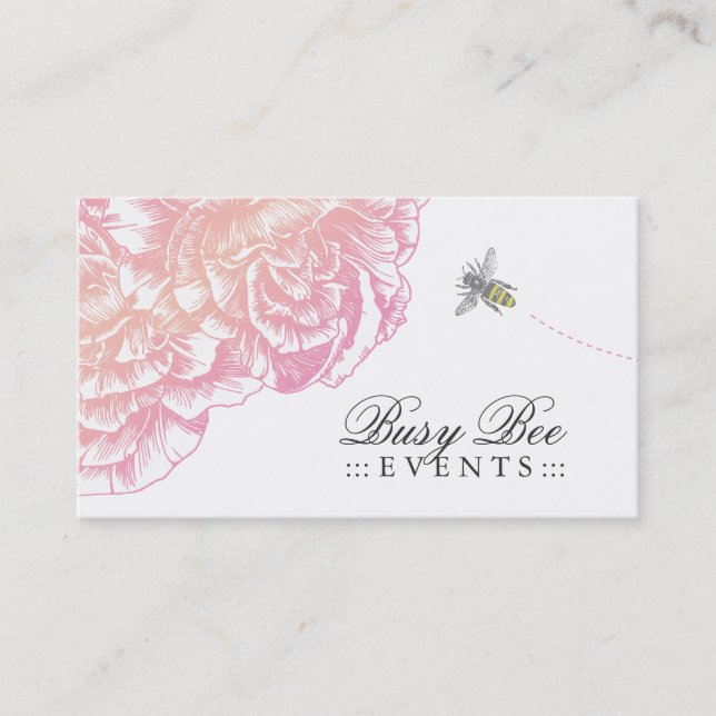 Carte De Visite 311-Le peluche Fleur avec l'abeille - rose crémeux (Devant)