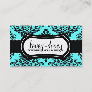 Carte De Visite 311 Lovey Dovey Damask Turquoise Blue