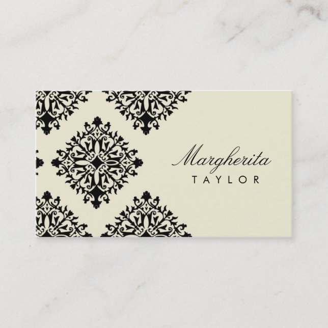 Carte De Visite 311 Margherita Cream et Blanc Damask (Devant)