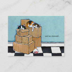 Carte De Visite 3 chats et boîtes   nous avons déplacé le