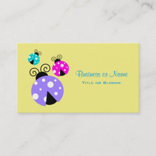 Carte De Visite 3 coccinelles en rose et bleu violet