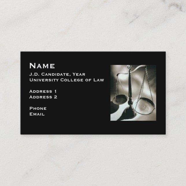 Carte de visite 3 d'étudiant en droit (Devant)