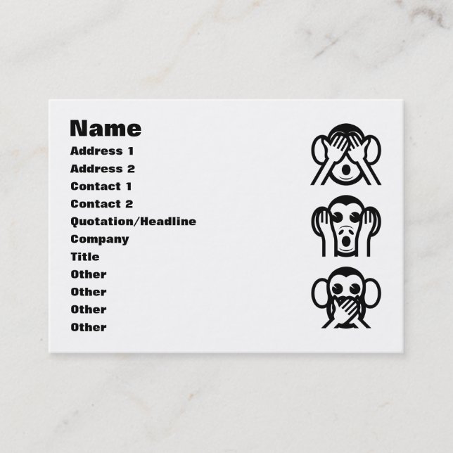 Carte De Visite 3 singes sages Emoji (Devant)