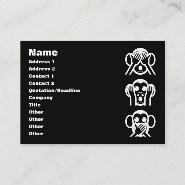 Carte De Visite 3 Singes Sages Emoji (Devant)
