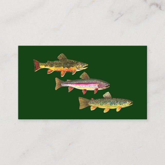 Carte De Visite 3 truites pour pêcheurs de mouches et pêcheurs (Devant)