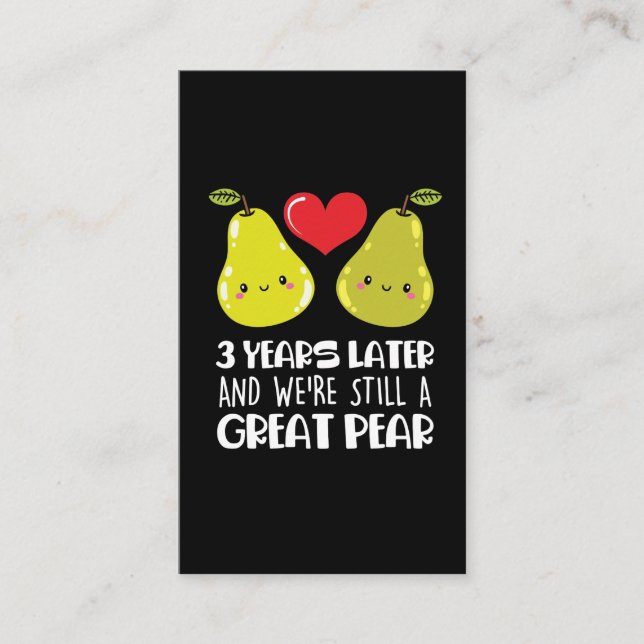 Carte De Visite 3e anniversaire Mariage cadeau couple marié poire (Devant)