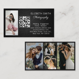 Carte De Visite 4 Photo Mariage Collage Photographe Code QR 