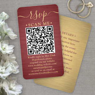 Carte De Visite 50 enveloppes de réponse QR Burgundy et Or pour ma