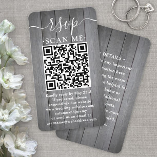 Carte De Visite 50 enveloppes en faux bois gris pour réponse QR po