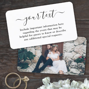 Carte De Visite 50 pochettes de mariage simples avec texte et phot