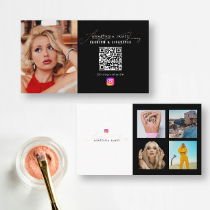 Carte De Visite 6 Photo Feed Grid Médias sociaux QR Code Entrepris