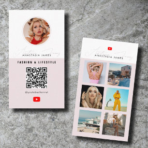 Carte De Visite 6 Photo Feed Grid Vlogger Channel QR Code