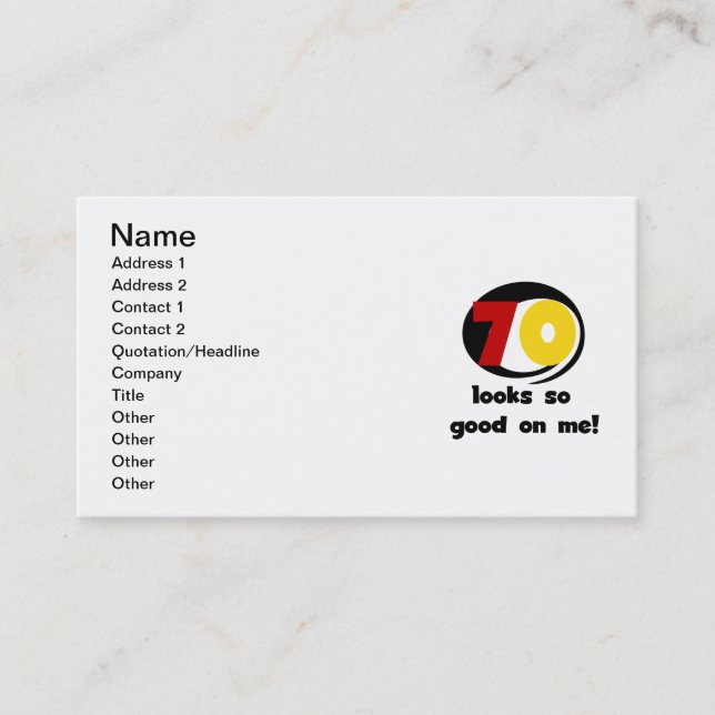 Carte De Visite 70 T-shirts et cadeaux assez bons pour moi (Devant)
