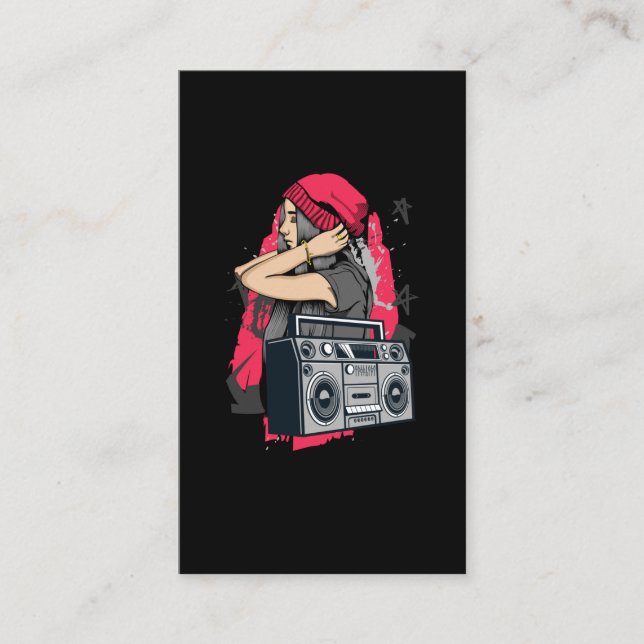 Carte De Visite 80s et 90s Hip hop Music Girl Cassette Radio (Devant)