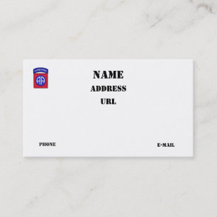 Carte De Visite 82e patch pour vétérans de la Division aéroportée 