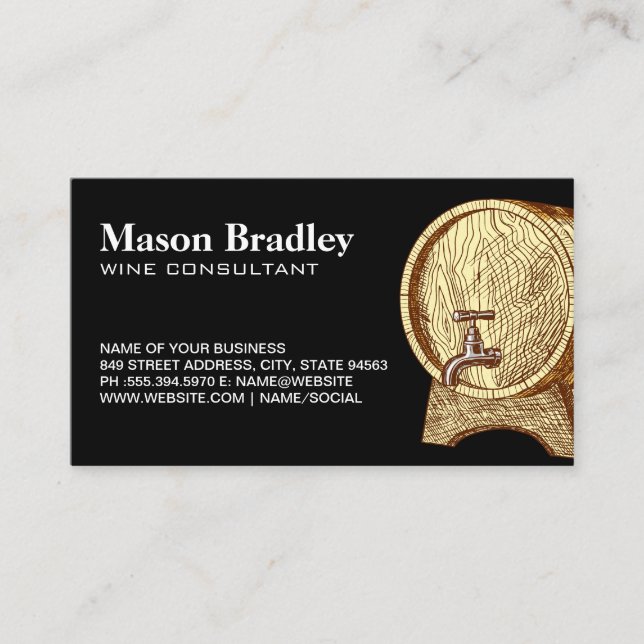 Carte de visite à bec de vin en bois (Devant)