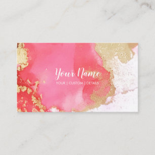 Carte de visite à bille couleur rose et or