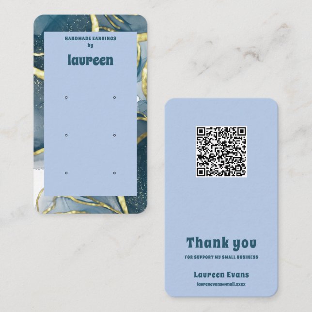Carte de visite à code QR bleu pour présentoir de  (Devant / Derrière)